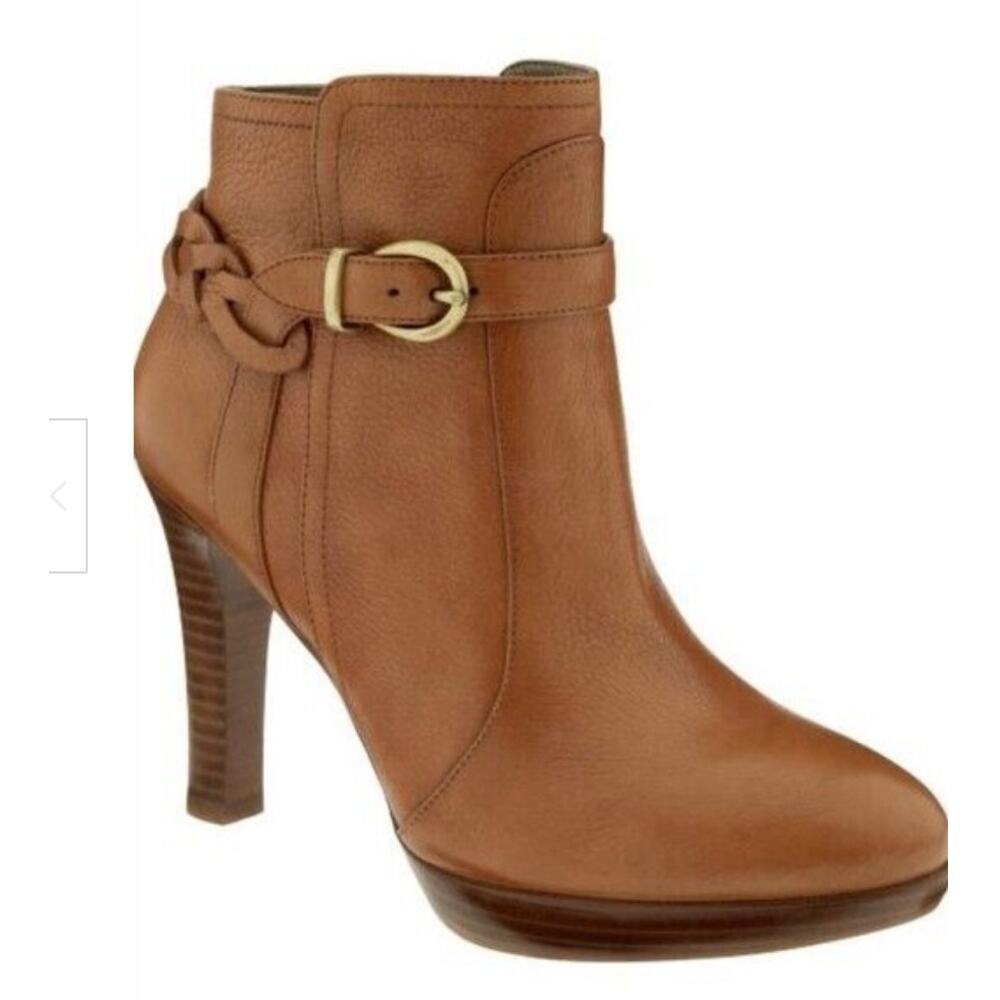 Banana Republic Sophie Tan Leather Heeled Ankle Boots Size 9